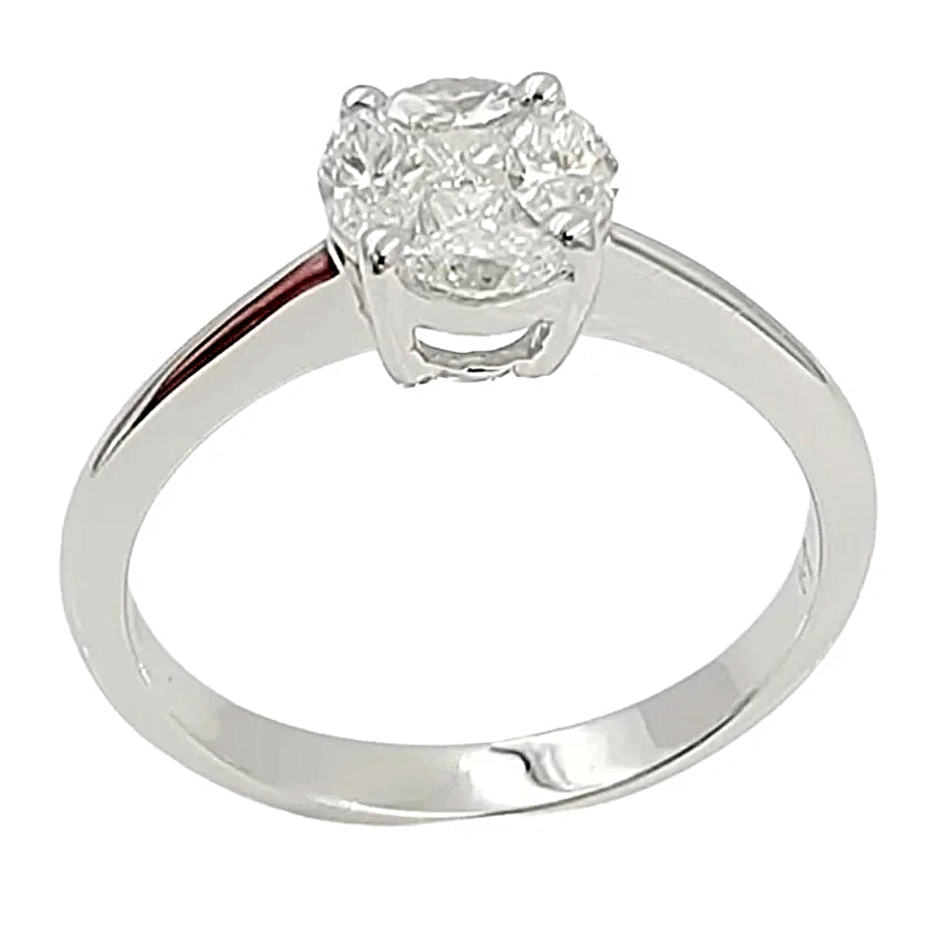 18K White Gold Diamond Cluster Engagement Ring.