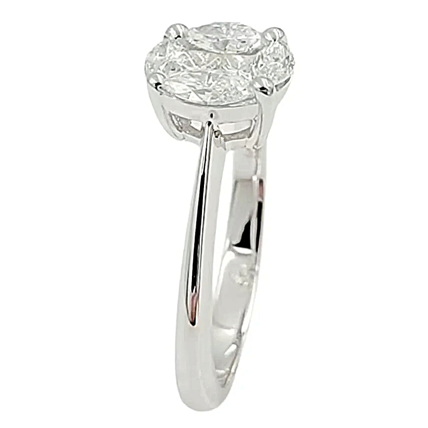 18K White Gold Diamond Cluster Engagement Ring.