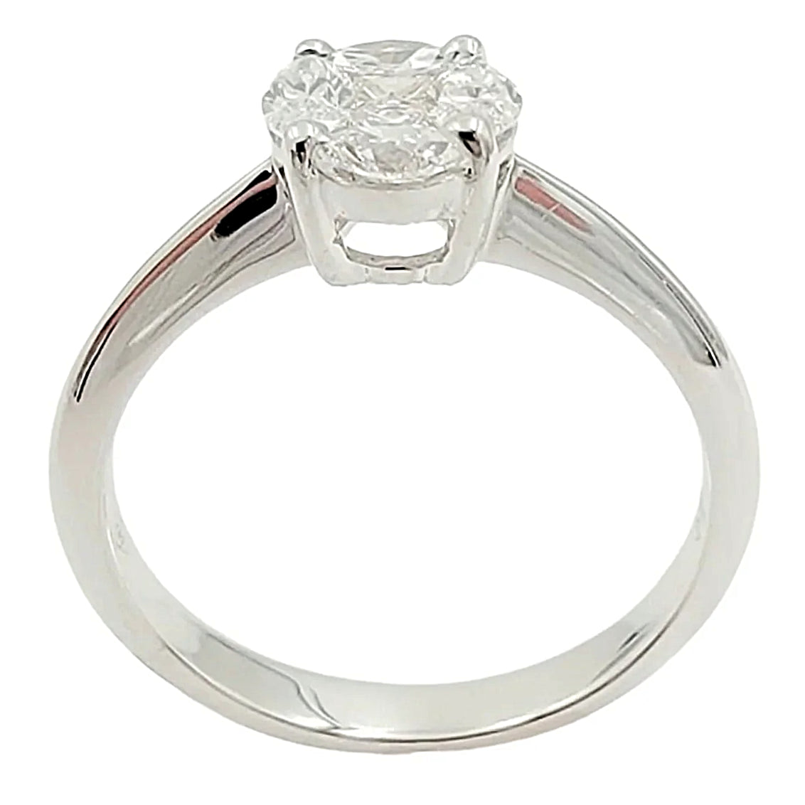 18K White Gold Diamond Cluster Engagement Ring.