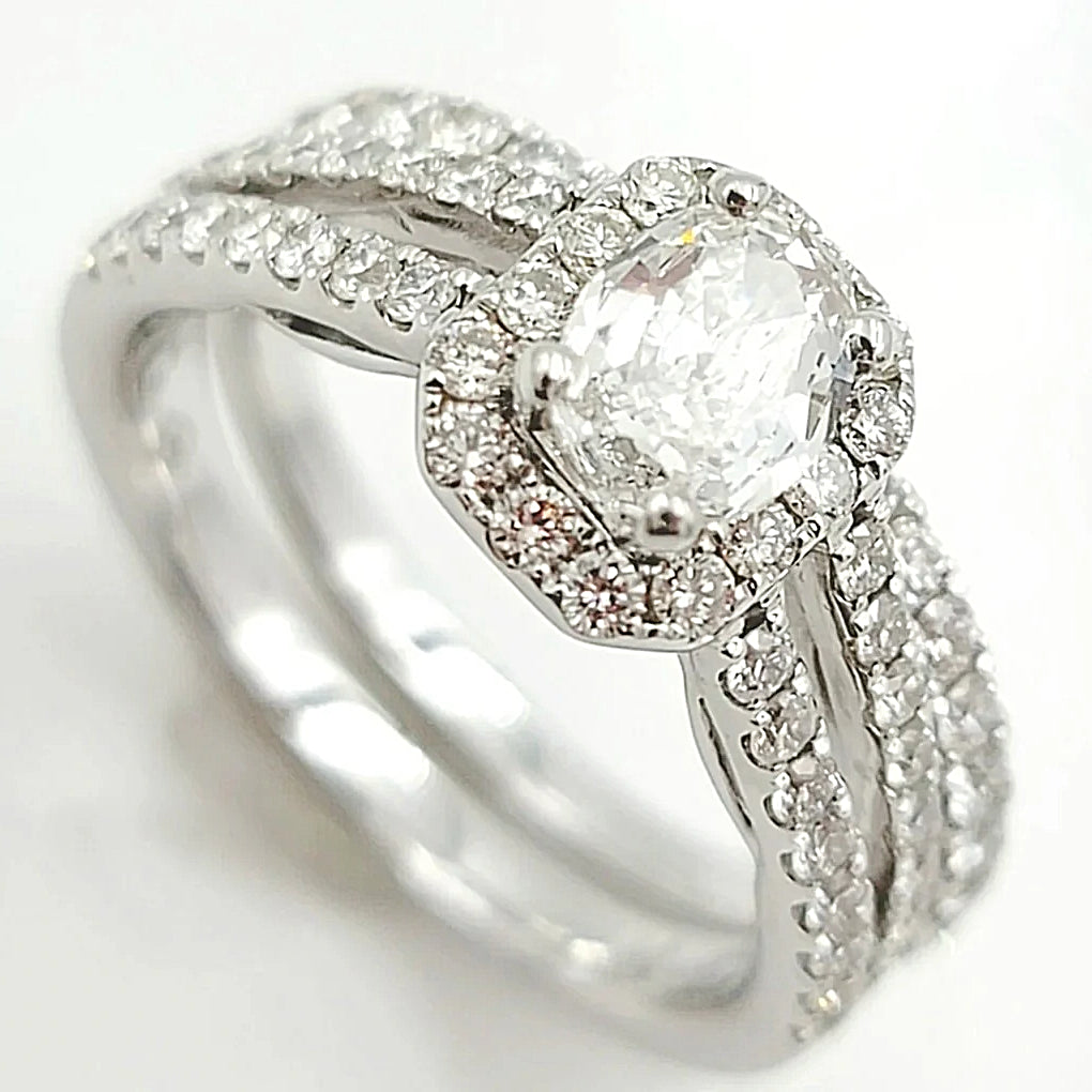 18K White Gold Diamond Wedding Ring Set.