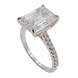 18K White Gold 4.02ct Engagement Ring With Lab Grown Center.