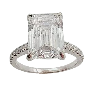 18K White Gold 4.02ct Engagement Ring With Lab Grown Center.