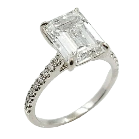 18K White Gold 4.02ct Engagement Ring With Lab Grown Center.