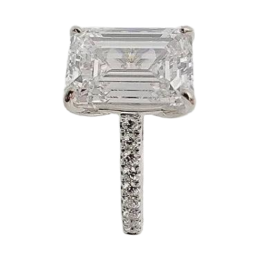 18K White Gold 4.02ct Engagement Ring With Lab Grown Center.