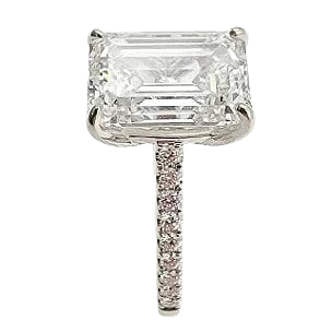 18K White Gold 4.02ct Engagement Ring With Lab Grown Center.