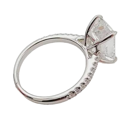 18K White Gold 4.02ct Engagement Ring With Lab Grown Center.