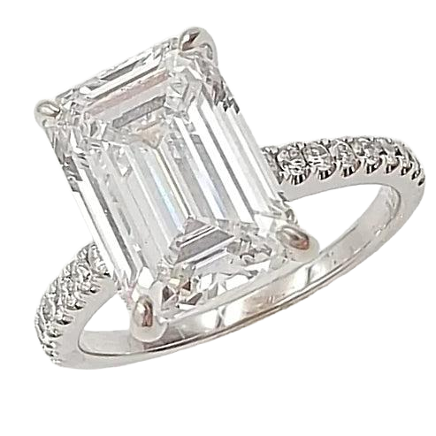 18K White Gold 4.02ct Engagement Ring With Lab Grown Center.