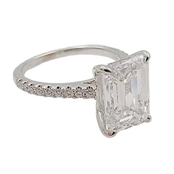 18K White Gold 4.02ct Engagement Ring With Lab Grown Center.