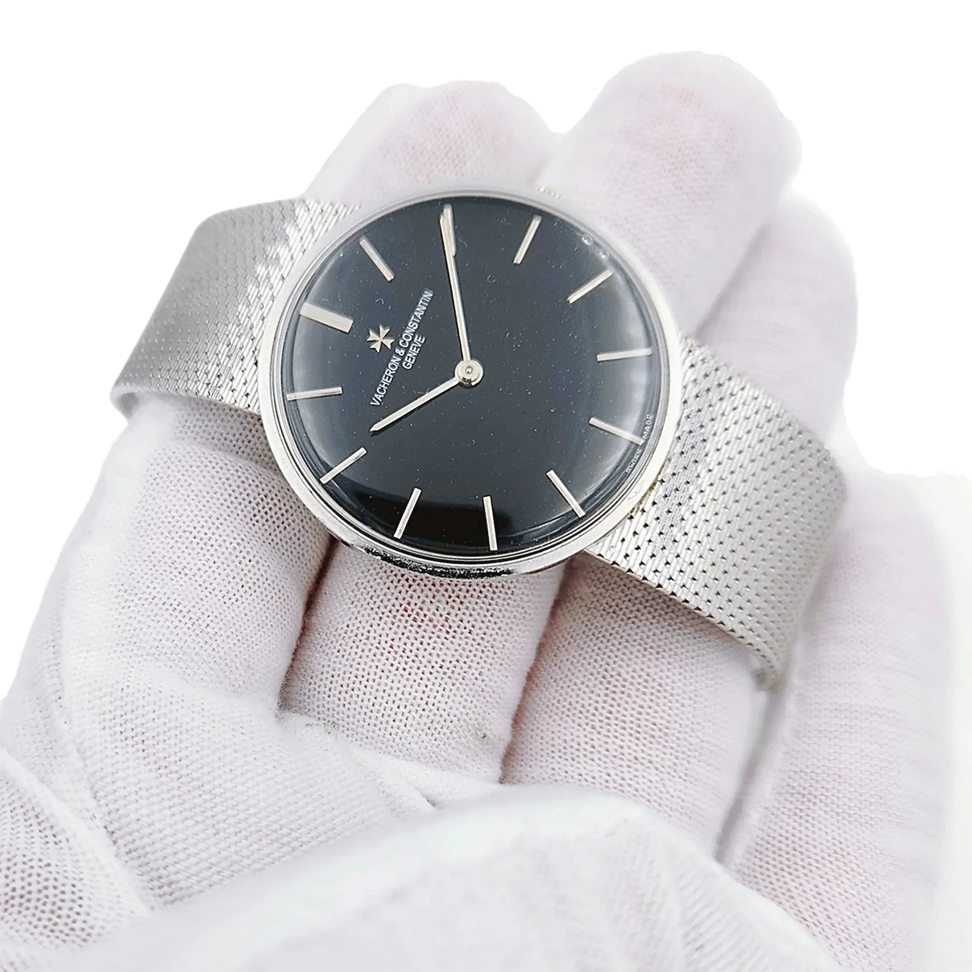 1970's Men's Vacheron & Constantin 33mm Vintage Solid 18K White Gold Watch with Black Dial. (Pre-Owned)