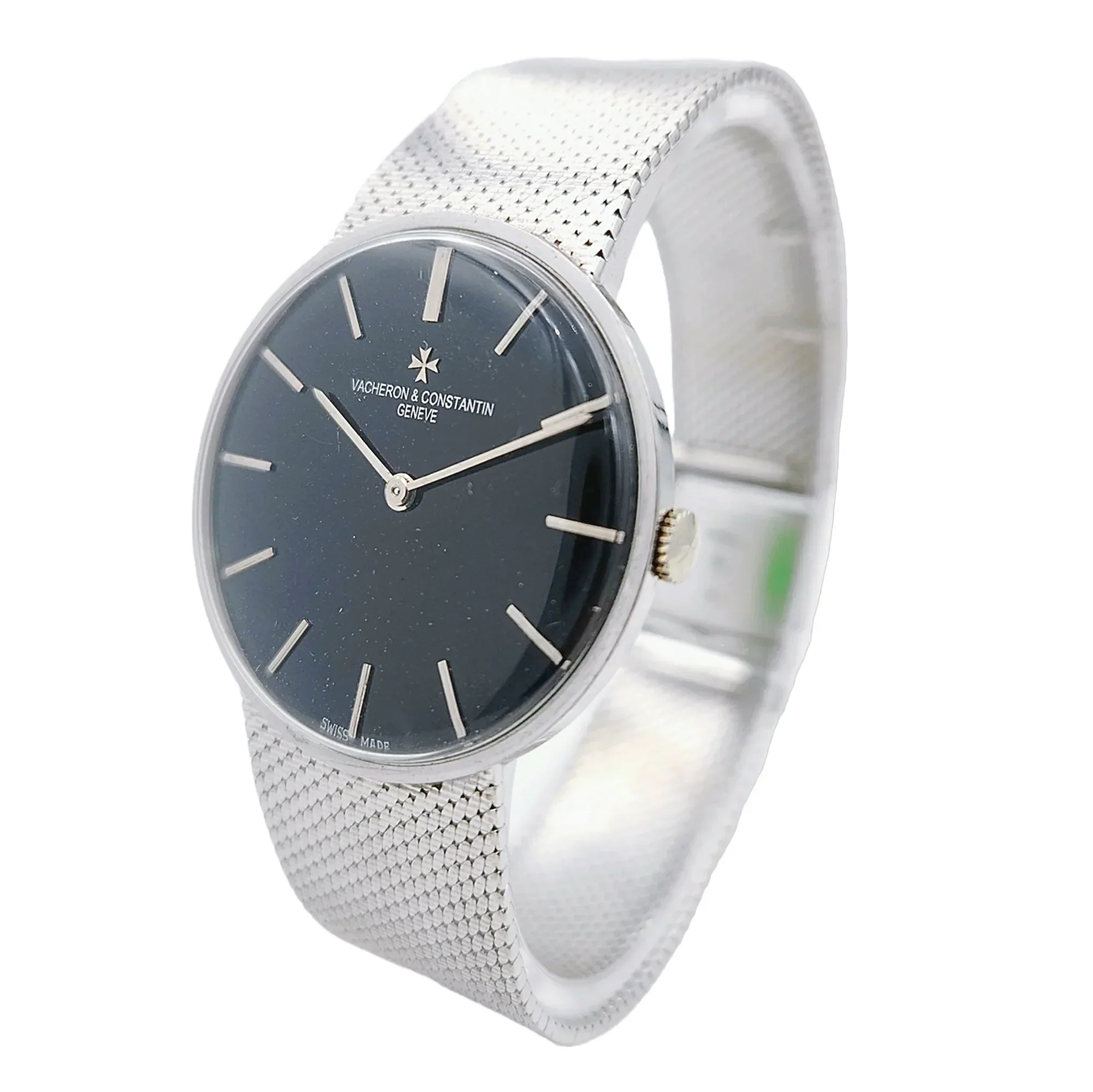 1970's Men's Vacheron & Constantin 33mm Vintage Solid 18K White Gold Watch with Black Dial. (Pre-Owned)