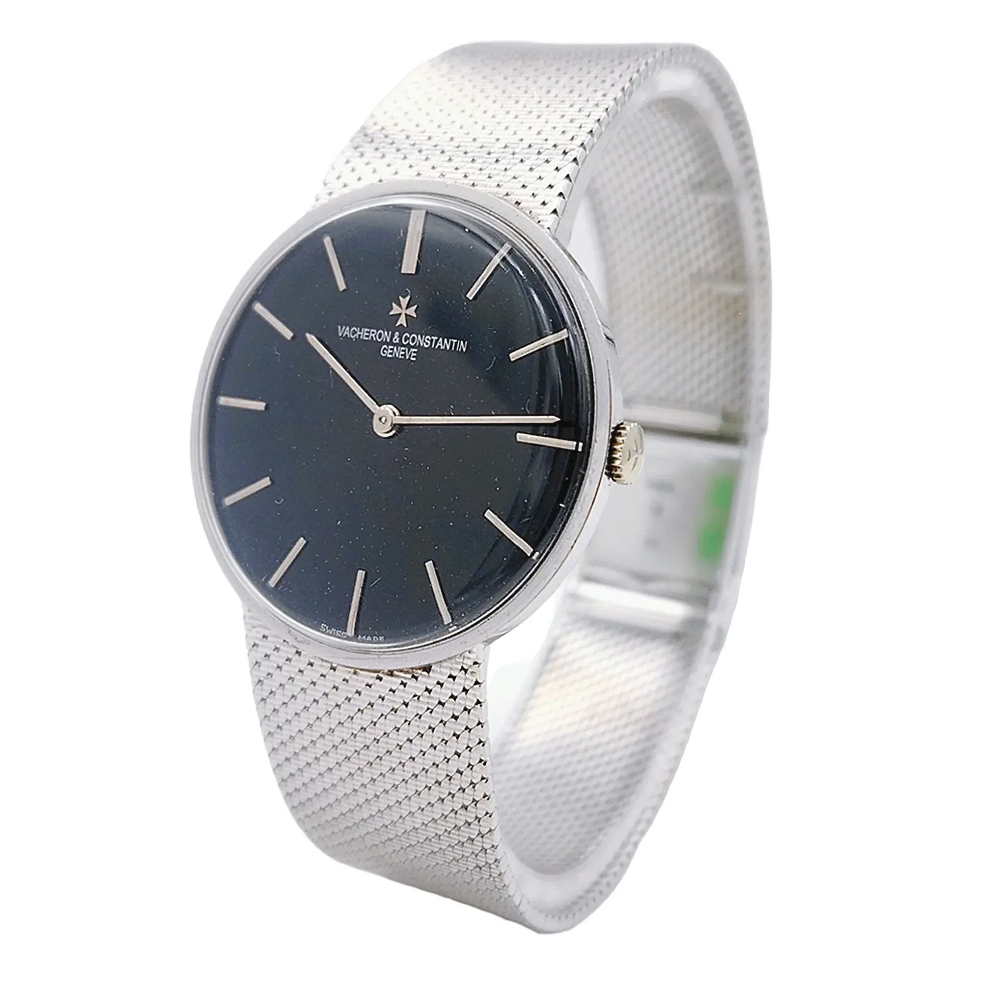 1970's Men's Vacheron & Constantin 33mm Vintage Solid 18K White Gold Watch with Black Dial. (Pre-Owned)