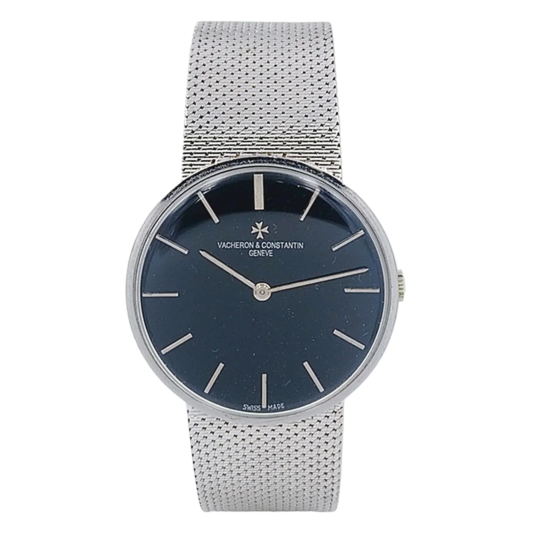 1970's Men's Vacheron & Constantin 33mm Vintage Solid 18K White Gold Watch with Black Dial. (Pre-Owned)
