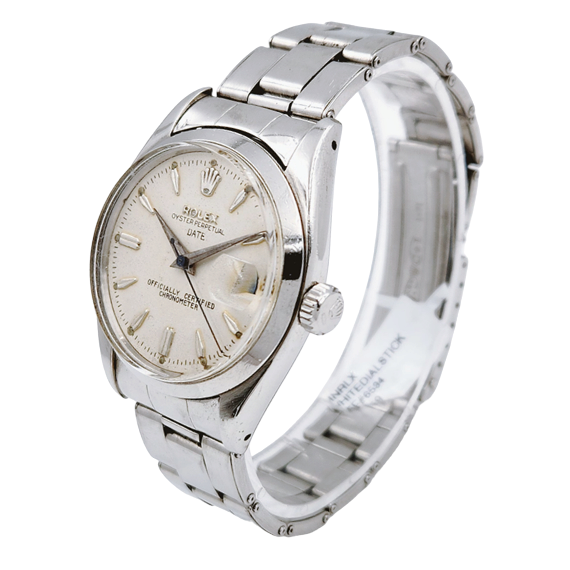 1976 Men's Rolex 34mm Date Vintage Stainless Steel Watch with Cream Dial and Smooth Bezel. (Pre-Owned 6534)