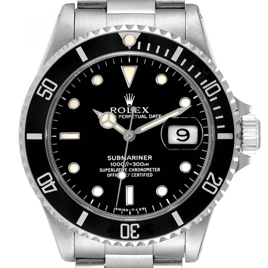 1986 Men's Rolex 40mm Vintage Submariner Oyster Perpetual Date Stainless Steel Wristwatch with Black Dial & Black Bezel. (Pre-Owned 16610)