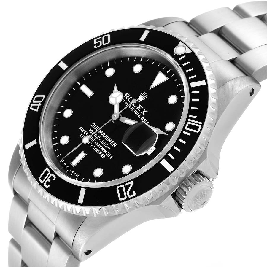 1986 Men's Rolex 40mm Vintage Submariner Oyster Perpetual Date Stainless Steel Wristwatch with Black Dial & Black Bezel. (Pre-Owned 16610)