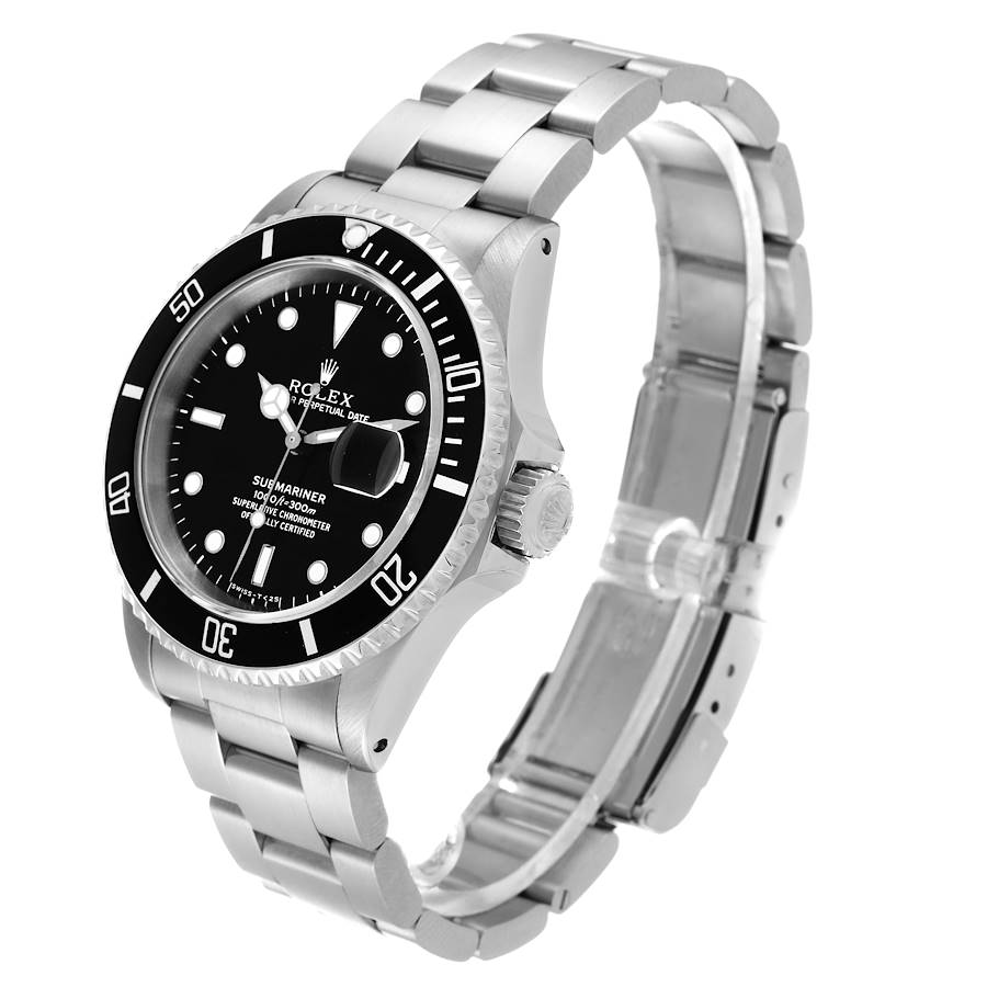1986 Men's Rolex 40mm Vintage Submariner Oyster Perpetual Date Stainless Steel Wristwatch with Black Dial & Black Bezel. (Pre-Owned 16610)