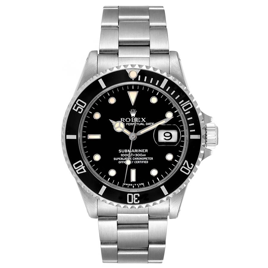 1986 Men's Rolex 40mm Vintage Submariner Oyster Perpetual Date Stainless Steel Wristwatch with Black Dial & Black Bezel. 16610