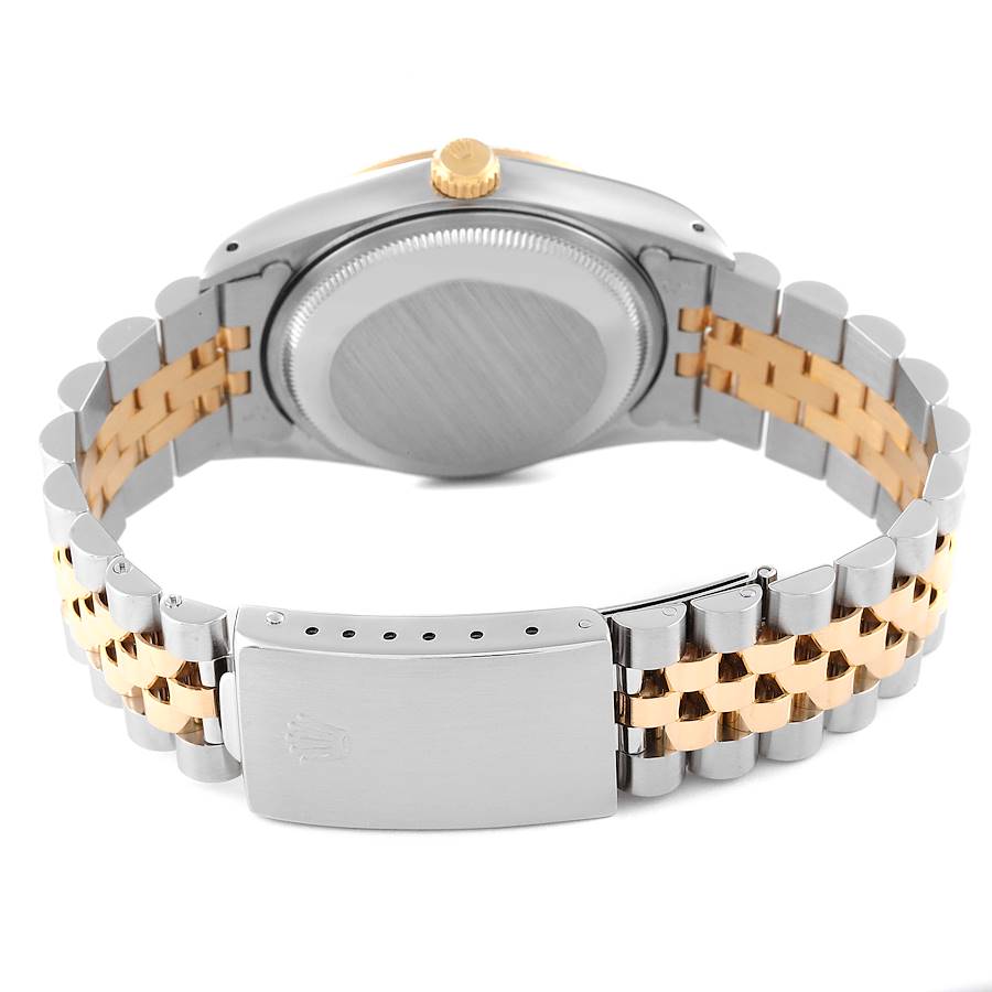 1990 Men's Rolex 34mm Date Two Tone 18K Yellow Gold / Stainless Steel Watch with White Dial and Fluted Bezel. (Pre-Owned 15223)