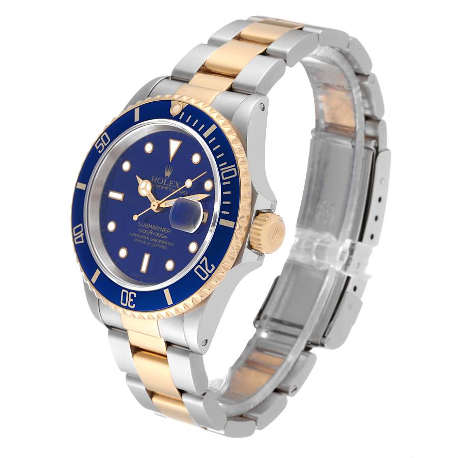 1991 Men's Rolex Submariner 40mm Oyster Perpetual Two Tone 18K Yellow Gold / Stainless Steel Watch with Blue Dial and Blue Bezel. (Pre-Owned 16613)