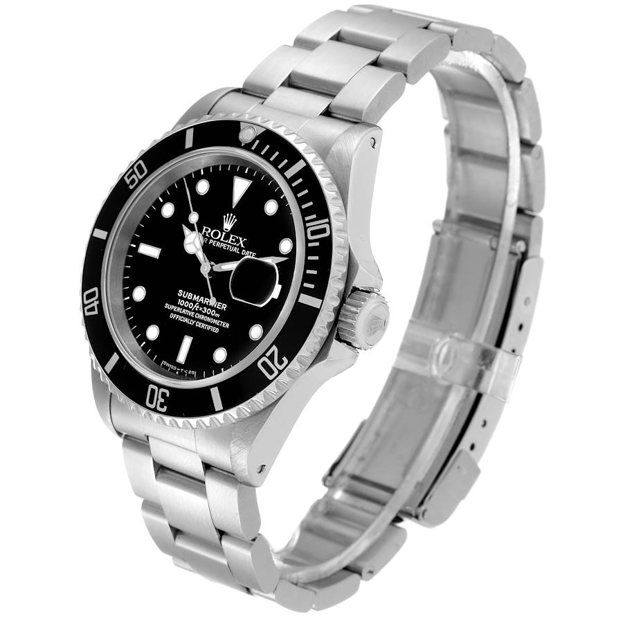 1993 Men's Rolex 40mm Submariner Oyster Perpetual Date Stainless Steel Watch with Black Dial and Black Bezel. (Pre-Owned 16610)