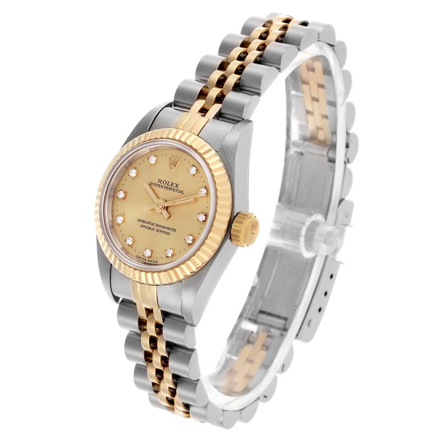 *1997 Ladies Rolex 26mm Datejust Two Tone 18K Yellow Gold / Stainless Steel Watch with Champagne Diamond Dial and Fluted Bezel. (Pre-Owned 67193)