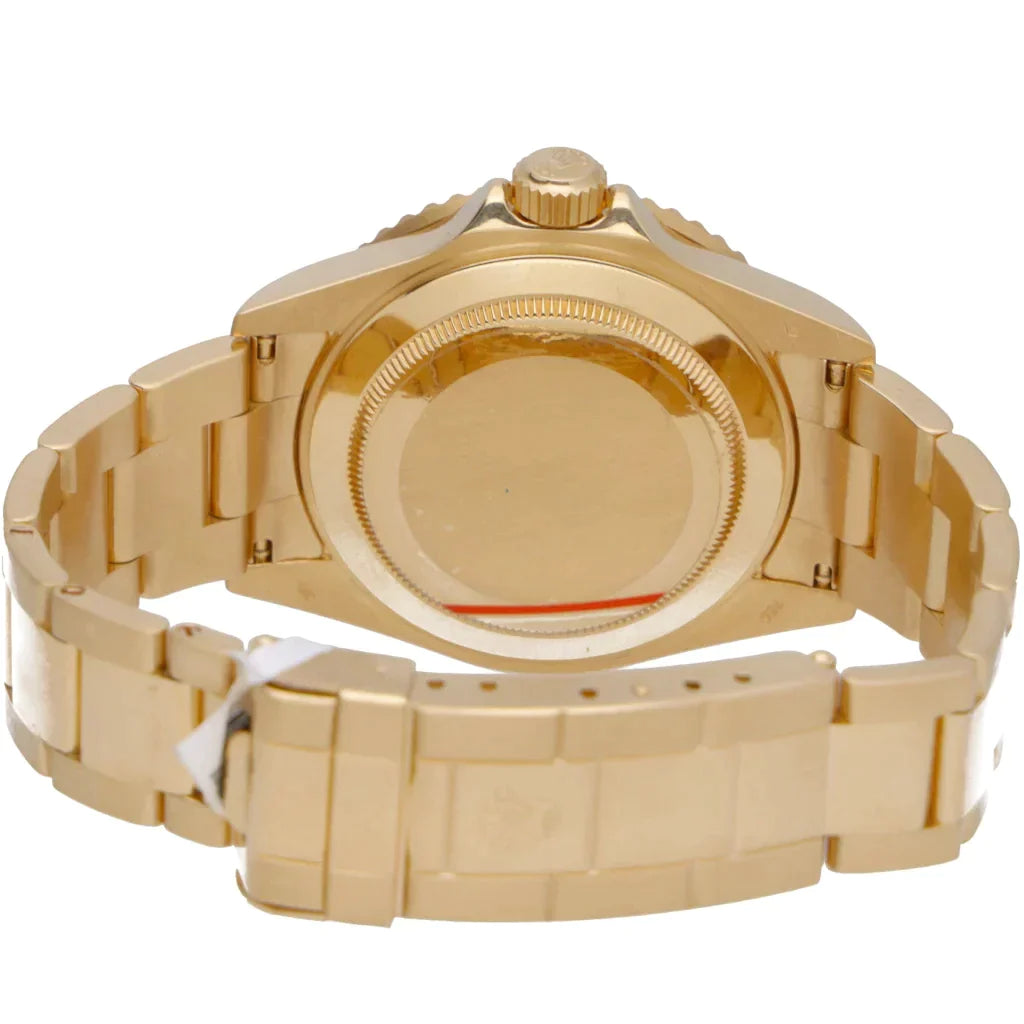2007 Men's Rolex 40mm Submariner Oyster Perpetual 18K Yellow Gold Watch with Champagne Diamond Dial and Blue Bezel. (Pre-Owned 16618)