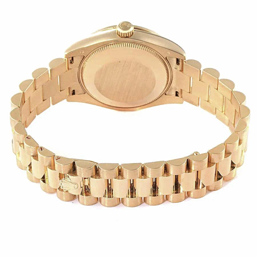 2010 Ladies Rolex 31mm Midsize Presidential 18K Solid Yellow Gold Watch with Mother of Pearl Diamond Dial and Diamond Bezel. (Pre-Owned 178288)