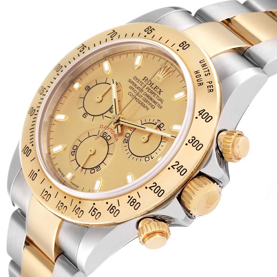 2009 Men's Rolex 40mm Daytona Two Tone 18K Yellow Gold / Stainless Steel Watch with Champagne Dial. (Pre-Owned 116523)