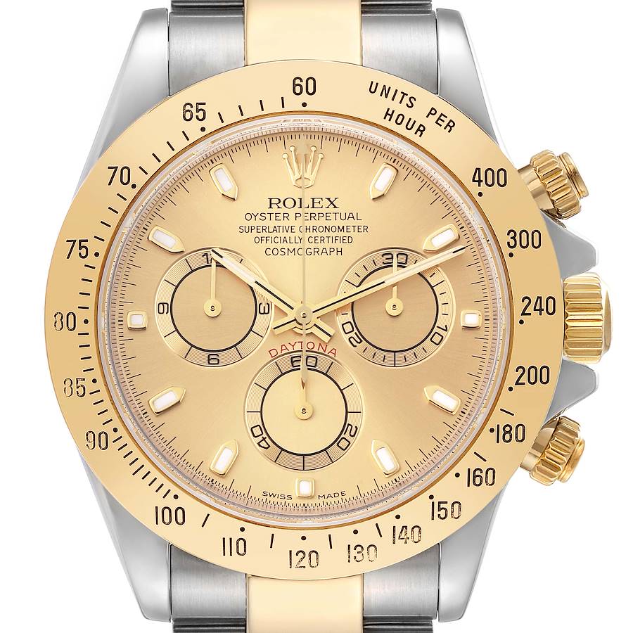 2009 Men's Rolex 40mm Daytona Two Tone 18K Yellow Gold / Stainless Steel Watch with Champagne Dial. (Pre-Owned 116523)