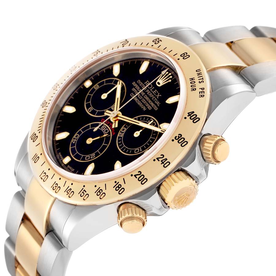 2020 Men's Rolex 40mm Daytona Two Tone 18K Yellow Gold / Stainless Steel Watch with Black Dial. (Pre-Owned 116503)