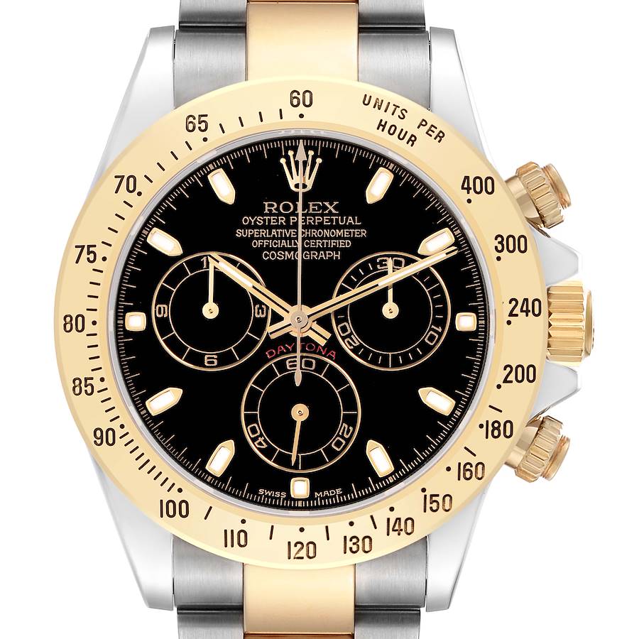 2020 Men's Rolex 40mm Daytona Two Tone 18K Yellow Gold / Stainless Steel Watch with Black Dial. (Pre-Owned 116503)