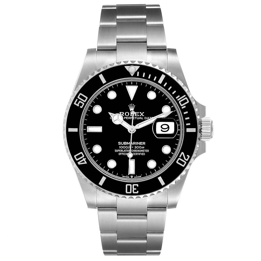 2022 Men's Rolex 41mm Submariner Oyster Perpetual Stainless Steel Watch with Black Dial and Black Bezel. (Pre-Owned 126610)