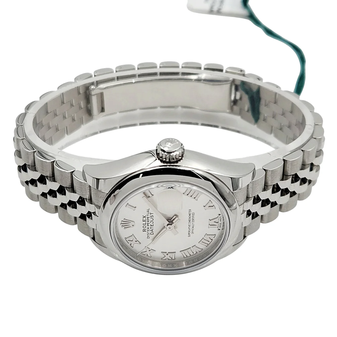 2022 Ladies Rolex 28mm DateJust Stainless Steel Watch with Silver Dial and Fluted Bezel. (Pre-Owned 279160)