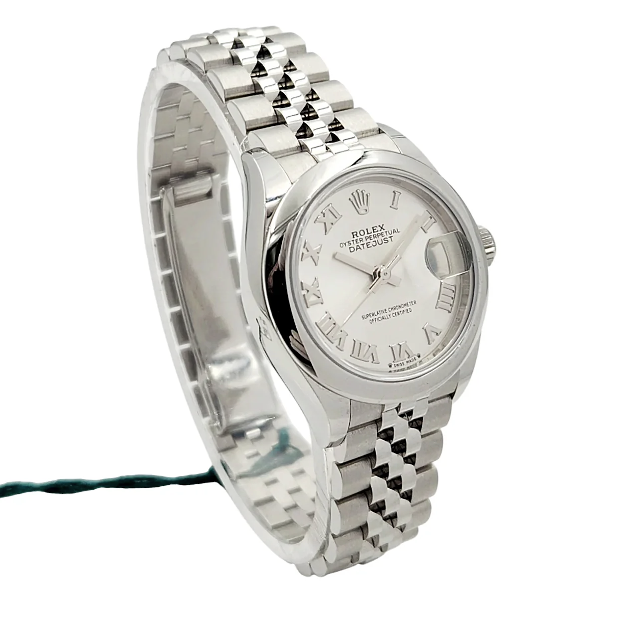 2022 Ladies Rolex 28mm DateJust Stainless Steel Watch with Silver Dial and Fluted Bezel. (Pre-Owned 279160)