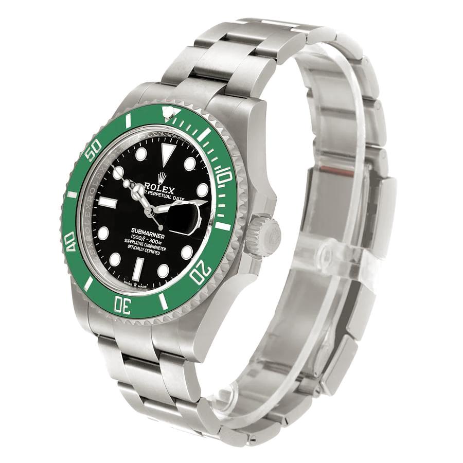 2024 Men's Rolex 41mm Submariner Date "Starbucks" Oyster Perpetual Stainless Steel Watch with Black Dial and Green Ceramic Bezel. (NEW 126610LV)