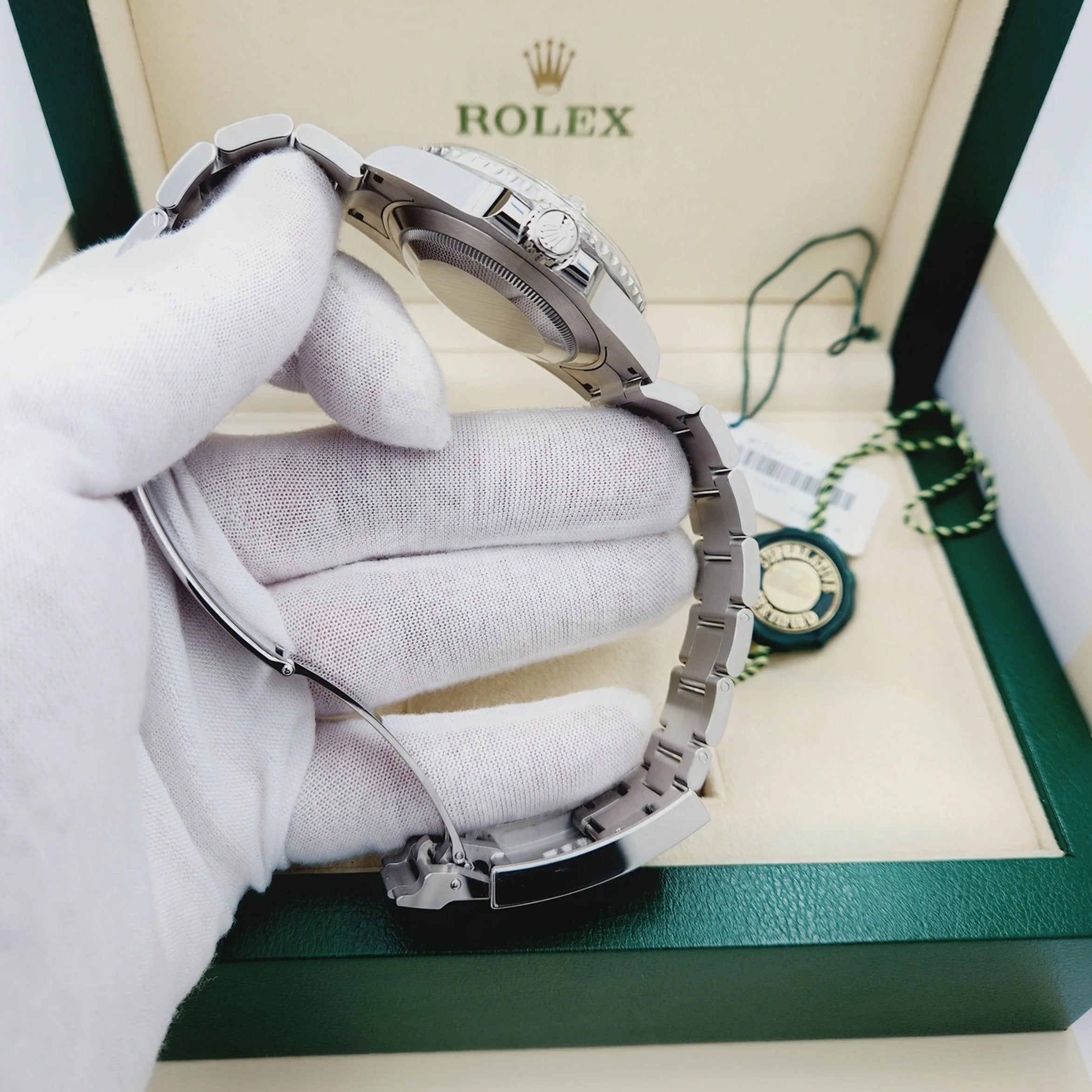 2024 Men's Rolex 41mm Submariner Date "Starbucks" Oyster Perpetual Stainless Steel Watch with Black Dial and Green Ceramic Bezel. (NEW 126610LV)