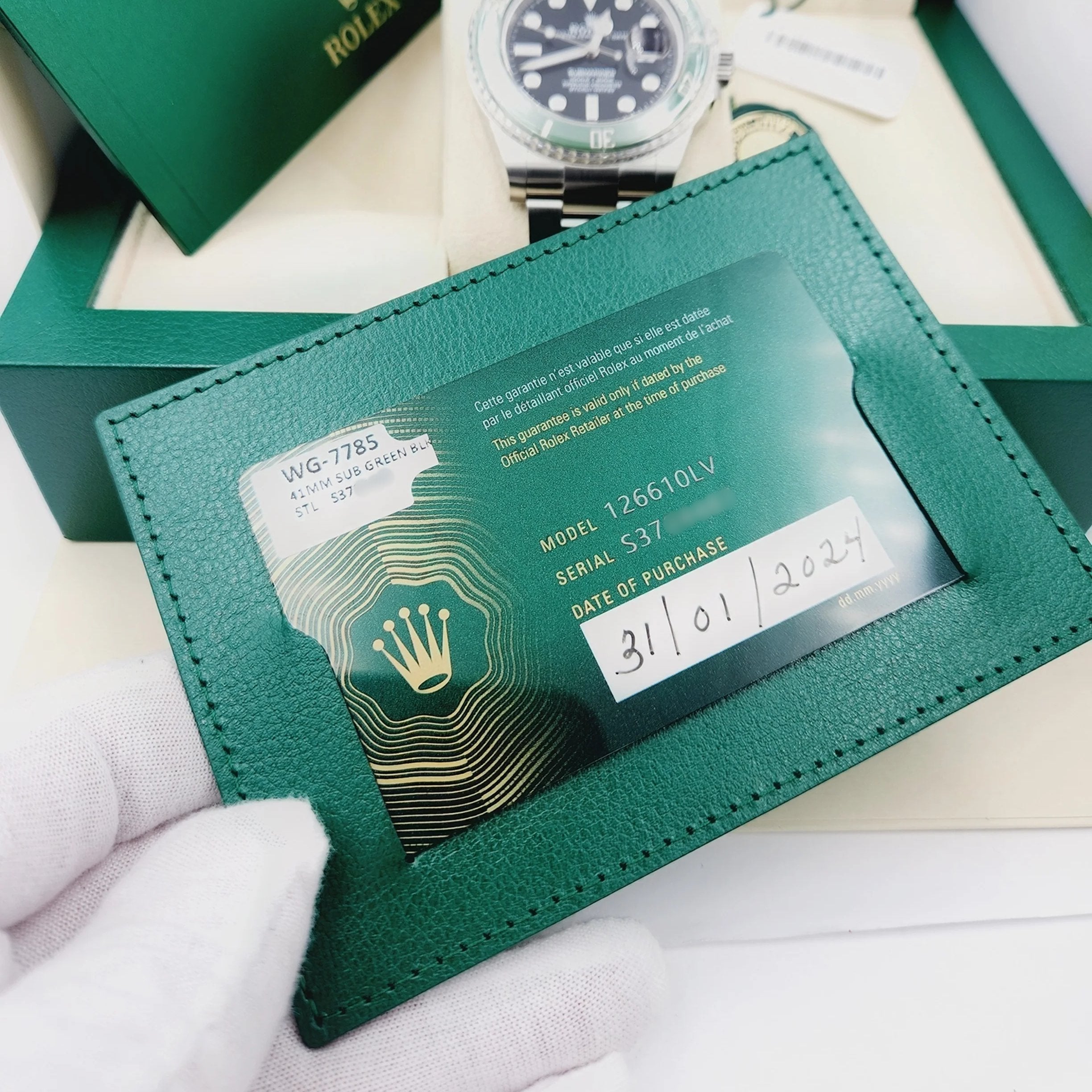 2024 Men's Rolex 41mm Submariner Date "Starbucks" Oyster Perpetual Stainless Steel Watch with Black Dial and Green Ceramic Bezel. (NEW 126610LV)