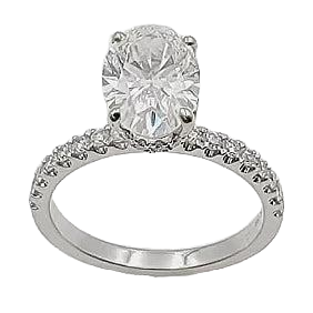 18K White Gold 1.84ct Engagement Ring with Lab Grown Oval Diamond.