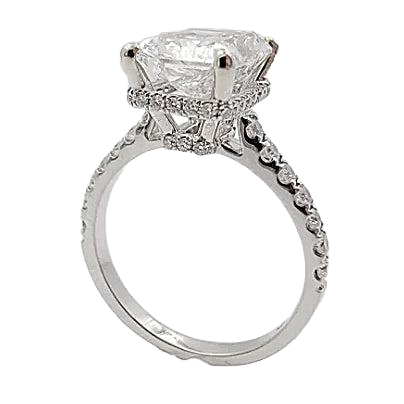 18K White Gold 3.24ct Engagement Ring With Lab Grown Center Diamond.