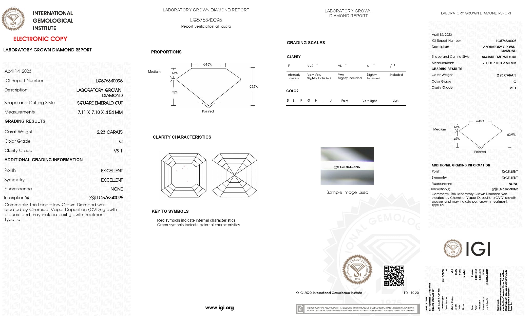 2.23 Ct. Asscher Wholesale IGI Certified Lab Grown Loose Diamond. (VS1 / G)