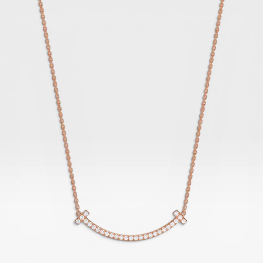 Tiffany & Co. 18K Rose Gold 14.0" Smile Pendant with Diamonds. (Pre-Owned)