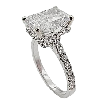 18K White Gold 3.24ct Engagement Ring With Lab Grown Center Diamond.