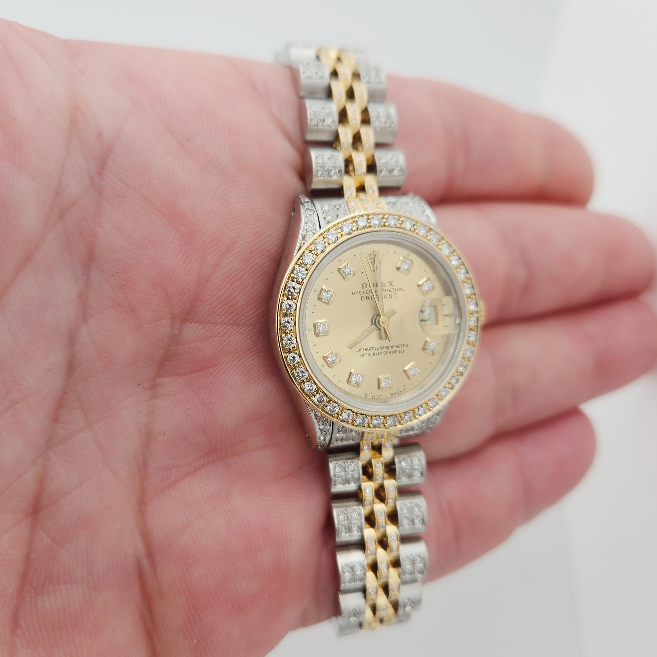 Ladies Rolex 26mm DateJust 18K Gold / Stainless Steel Wristwatch w/ Diamond B&, Diamond Dial & Diamond Bezel. (Pre-Owned)