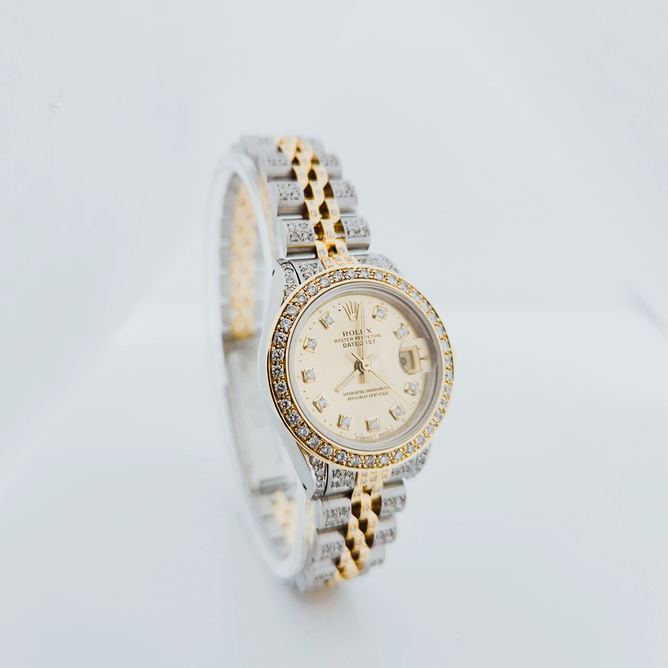 Ladies Rolex 26mm DateJust 18K Gold / Stainless Steel Wristwatch w/ Diamond B&, Diamond Dial & Diamond Bezel. (Pre-Owned)