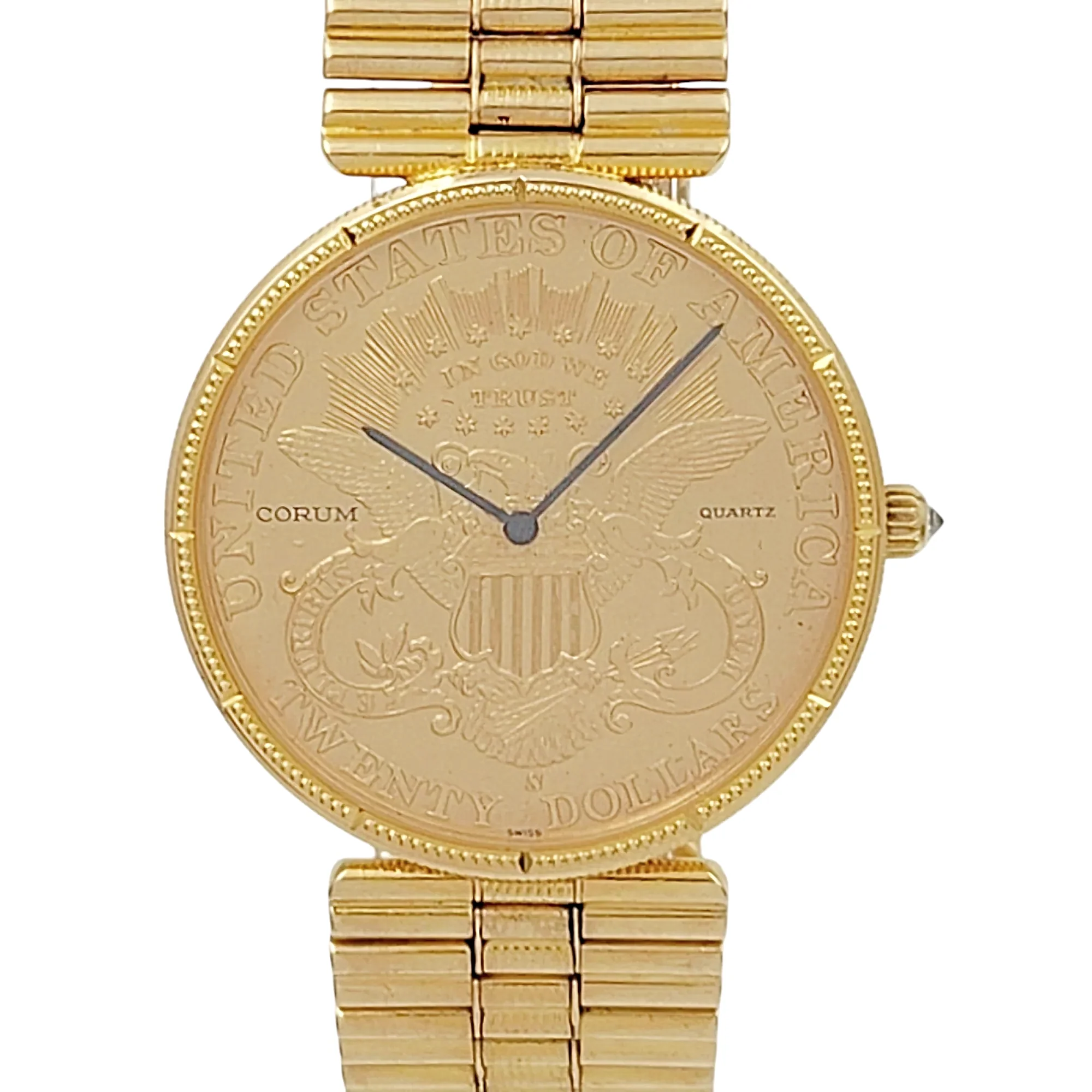 Corum 35mm American Twenty Dollars Double Eagle 22K Yellow Gold Coin Watch with 18K Yellow Gold Band and Bezel. (Pre-Owned 1893)