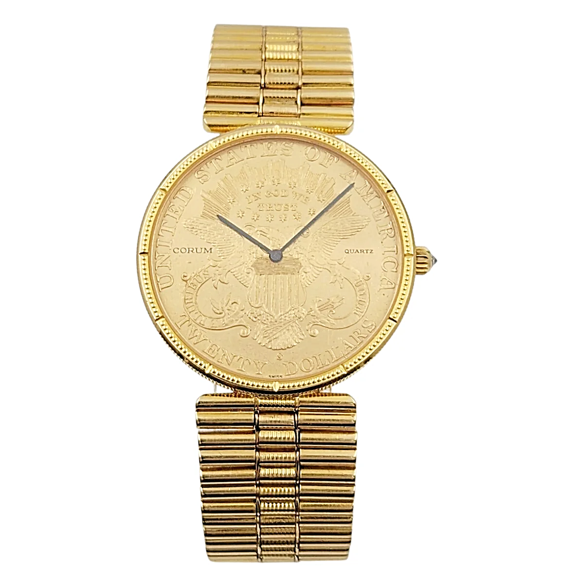 Corum 35mm American Twenty Dollars Double Eagle 22K Yellow Gold Coin Watch with 18K Yellow Gold Band and Bezel. (Pre-Owned 1893)