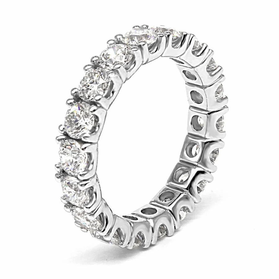 3.95ct. 14K White Gold Round Brilliant Diamond Eternity Band. Size 7