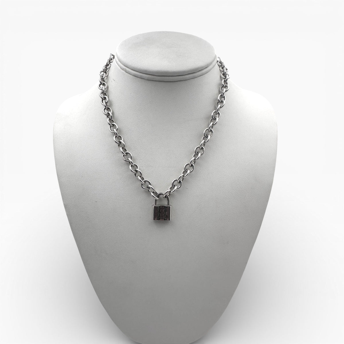 Tiffany & Co. Padlock Lock Pendent with Rolo Chain 15" Necklace. (Pre-Owned)