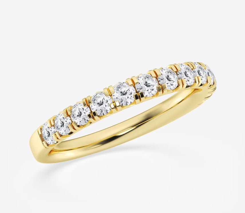 14k Yellow Gold Diamond Wedding Band -0.60ct