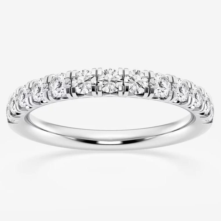 0.90ct-14k white Gold Diamond Wedding Band with Round Brilliant Cut Diamonds